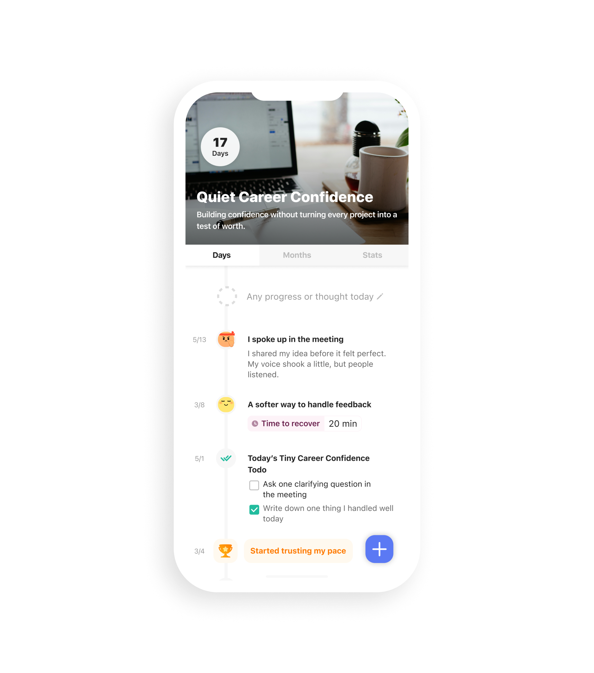 EpicTopia voice entry and structured reflection screens