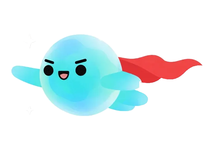 Topi flying with a red cape